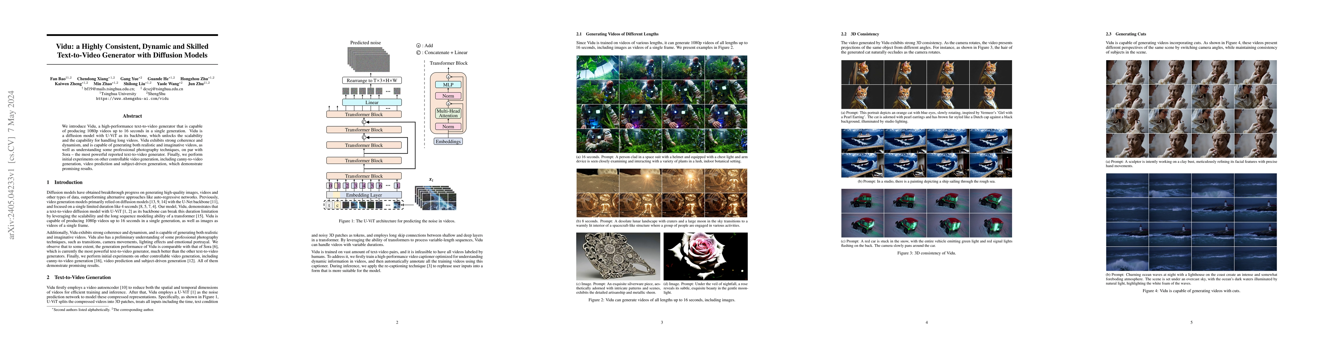 Thumbnail for Vidu: a Highly Consistent, Dynamic and Skilled Text-to-Video Generator
  with Diffusion Models