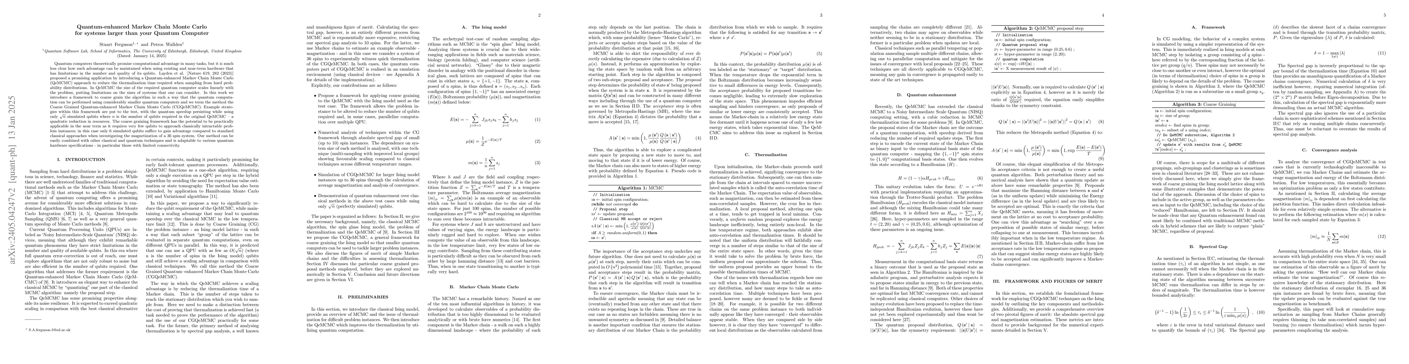 Thumbnail for Quantum-enhanced Markov Chain Monte Carlo for systems larger than your
  Quantum Computer
