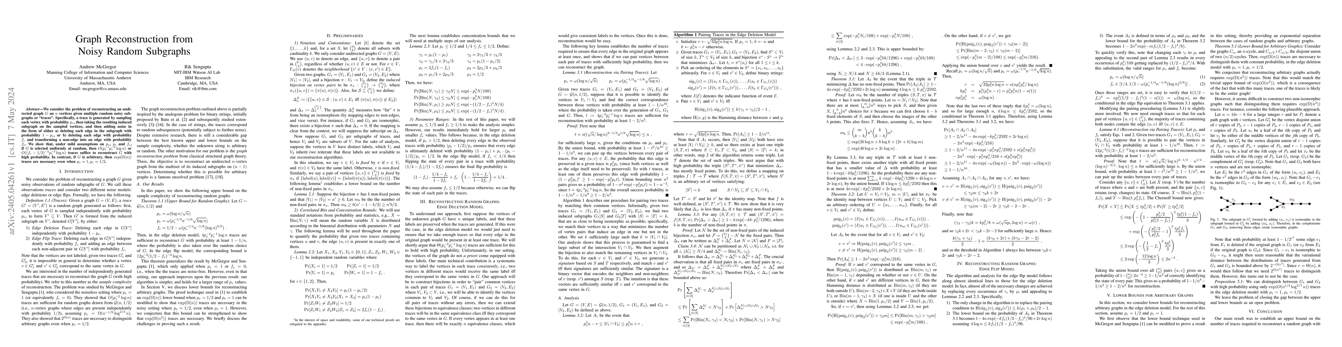 Thumbnail for Graph Reconstruction from Noisy Random Subgraphs