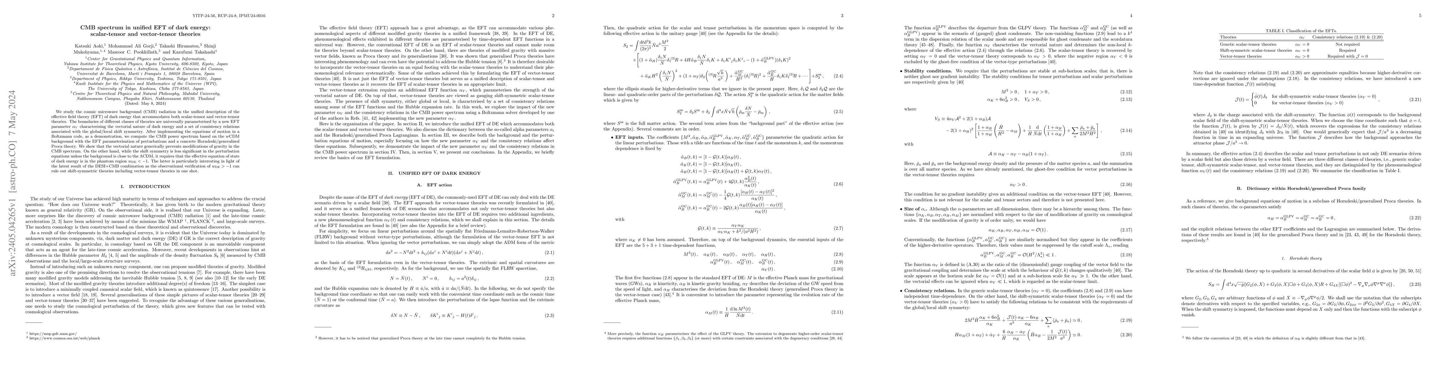 Thumbnail for CMB spectrum in unified EFT of dark energy: scalar-tensor and
  vector-tensor theories