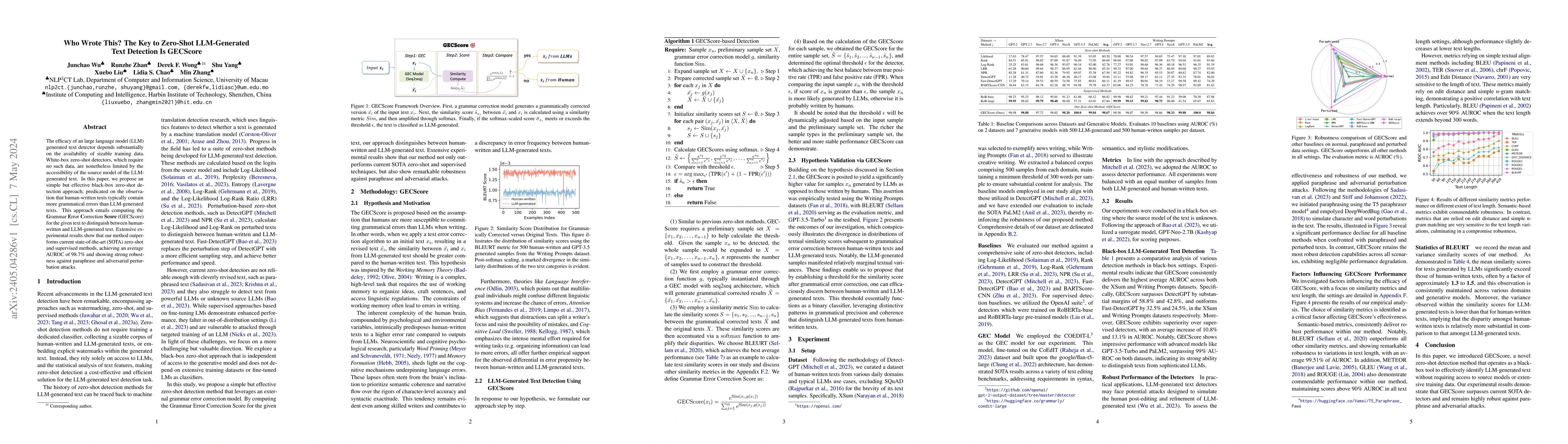 Thumbnail for Who Wrote This? The Key to Zero-Shot LLM-Generated Text Detection Is
  GECScore