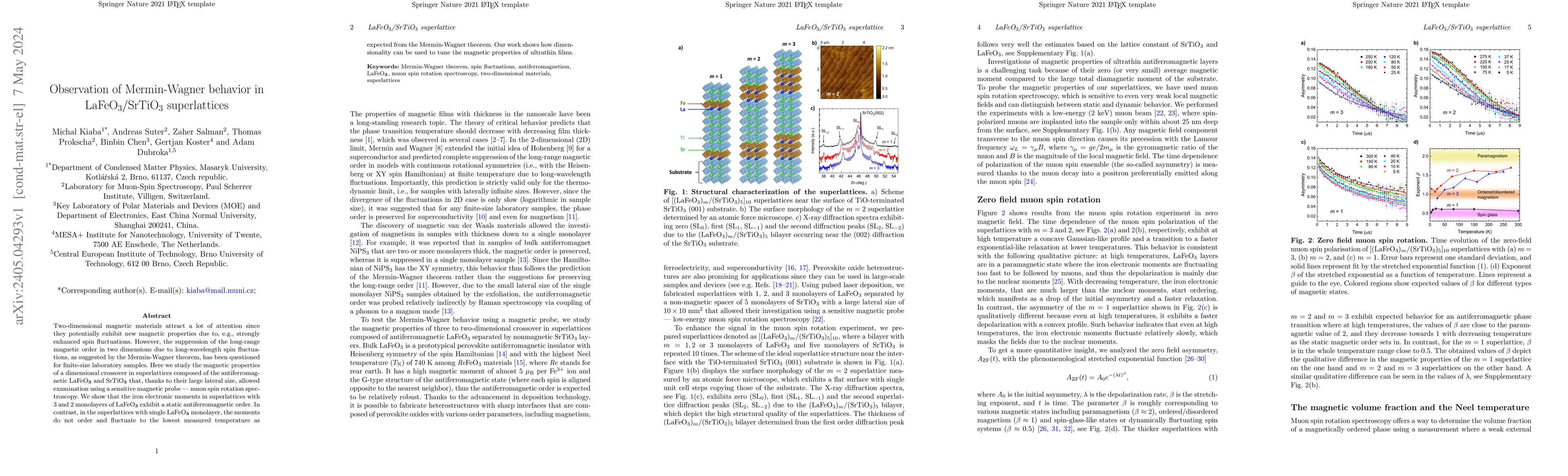 Thumbnail for Observation of Mermin-Wagner behavior in LaFeO$_3$/SrTiO$_3$
  superlattices