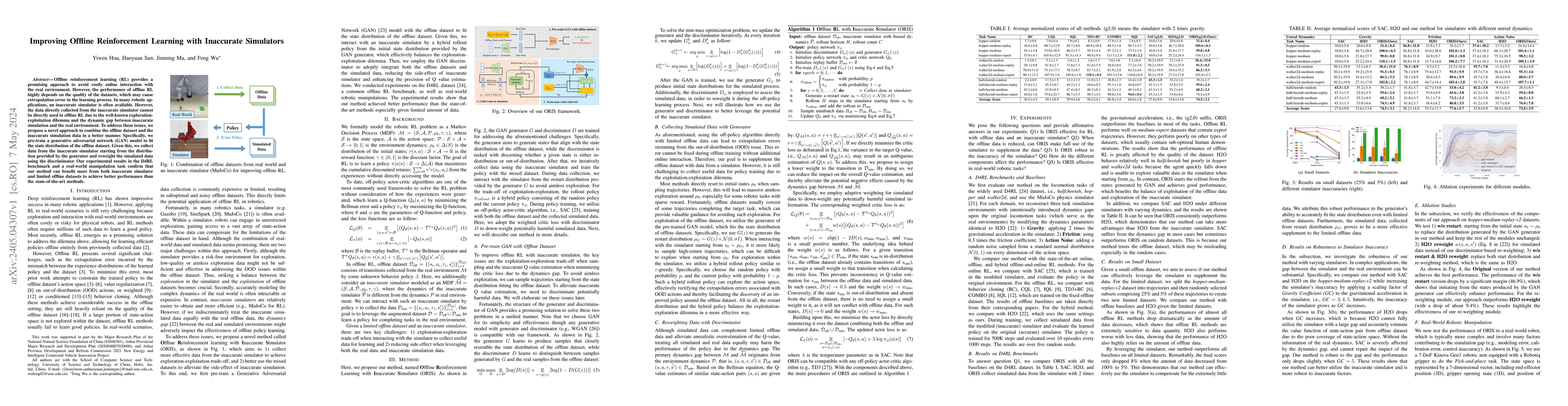 Thumbnail for Improving Offline Reinforcement Learning with Inaccurate Simulators