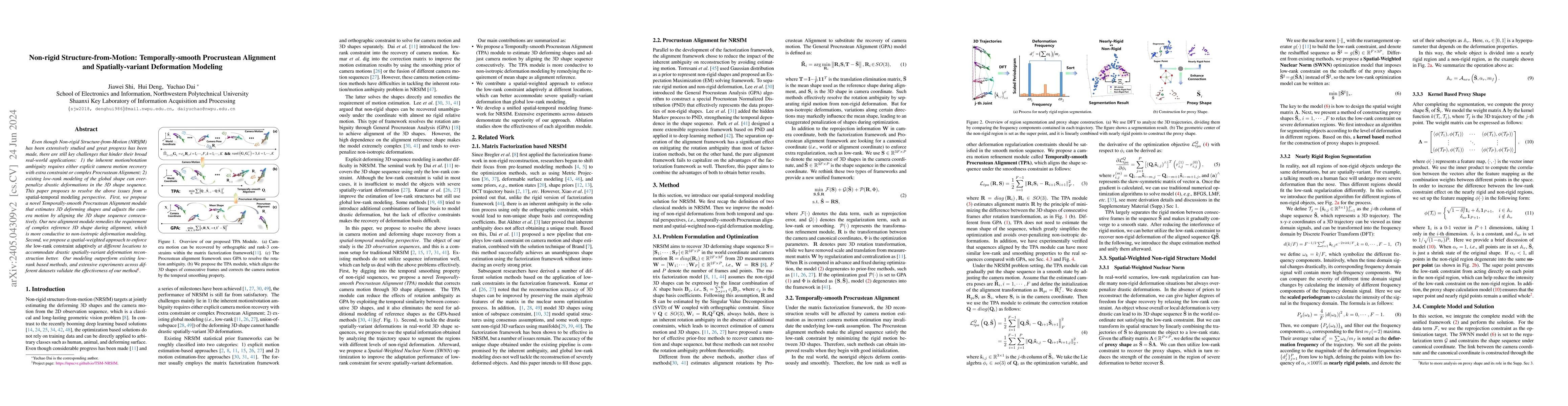 Thumbnail for Non-rigid Structure-from-Motion: Temporally-smooth Procrustean Alignment
  and Spatially-variant Deformation Modeling