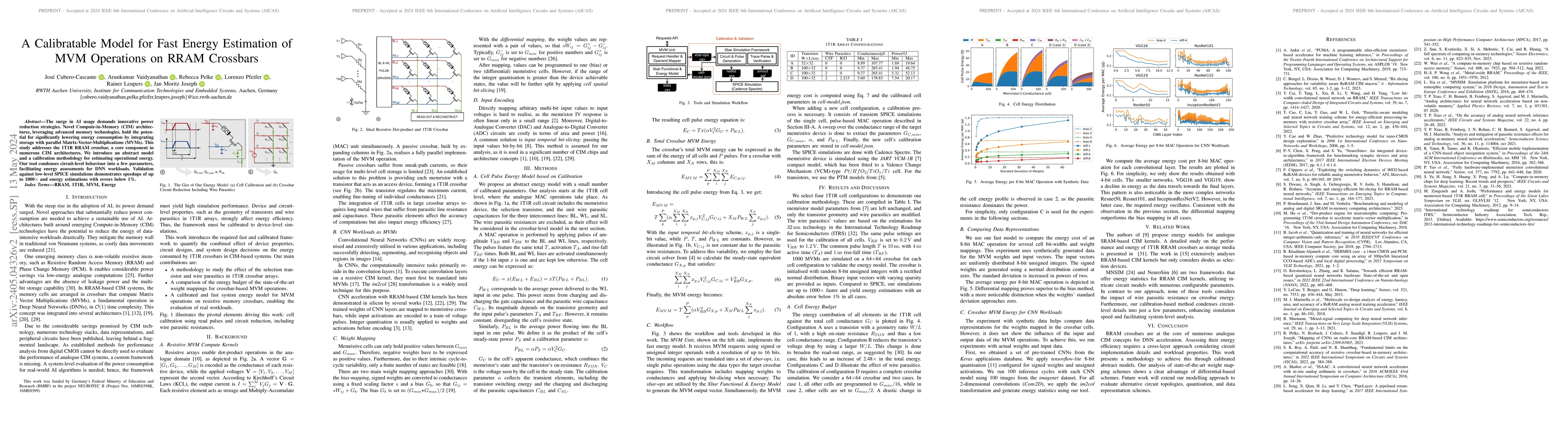 Thumbnail for A Calibratable Model for Fast Energy Estimation of MVM Operations on
  RRAM Crossbars
