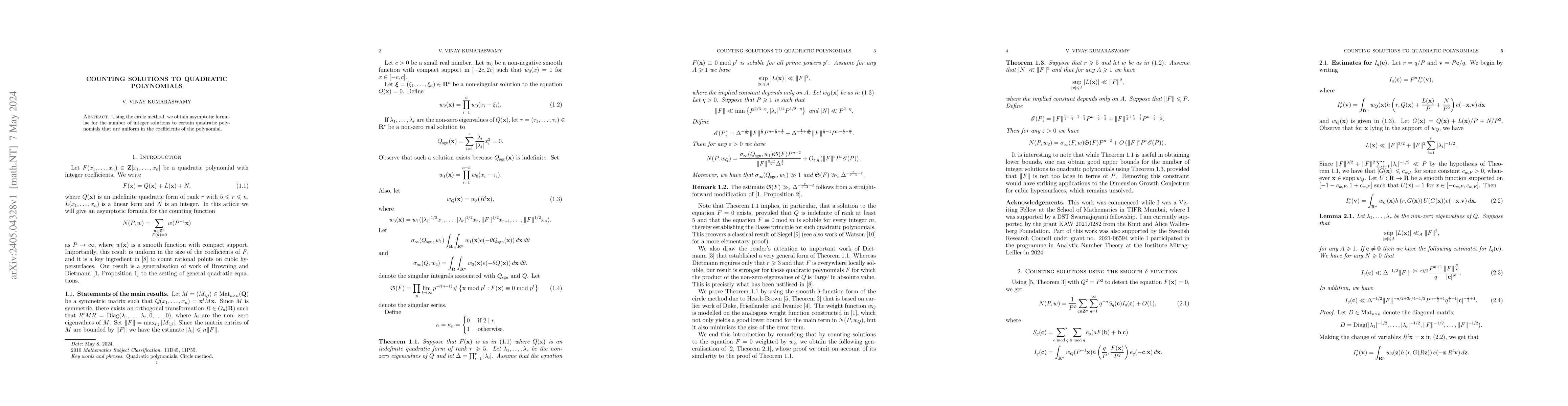 Thumbnail for Counting solutions to quadratic polynomials
