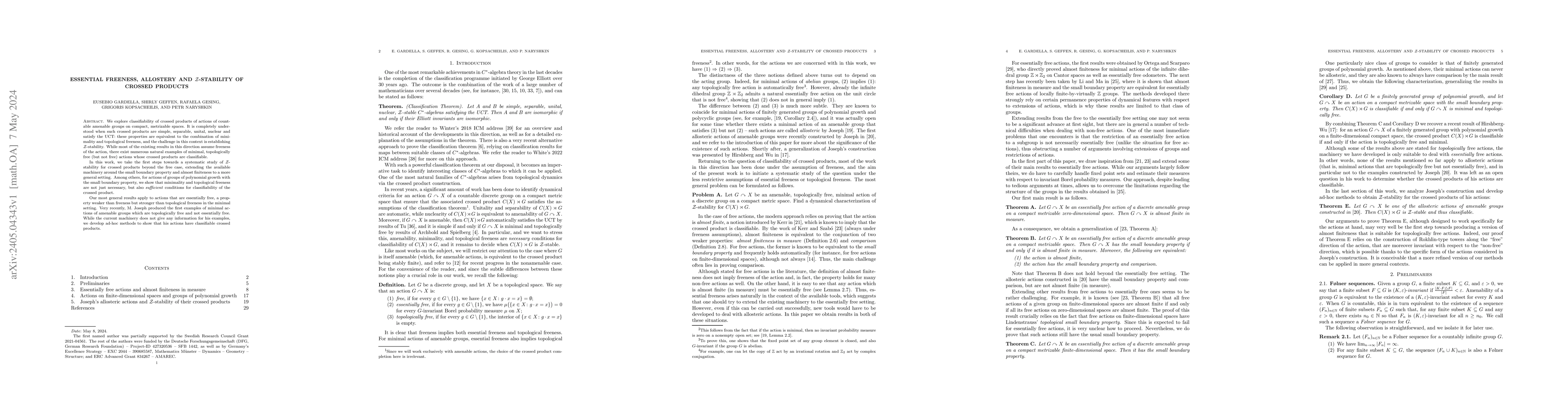 Thumbnail for Essential freeness, allostery and $\mathcal{Z}$-stability of crossed
  products