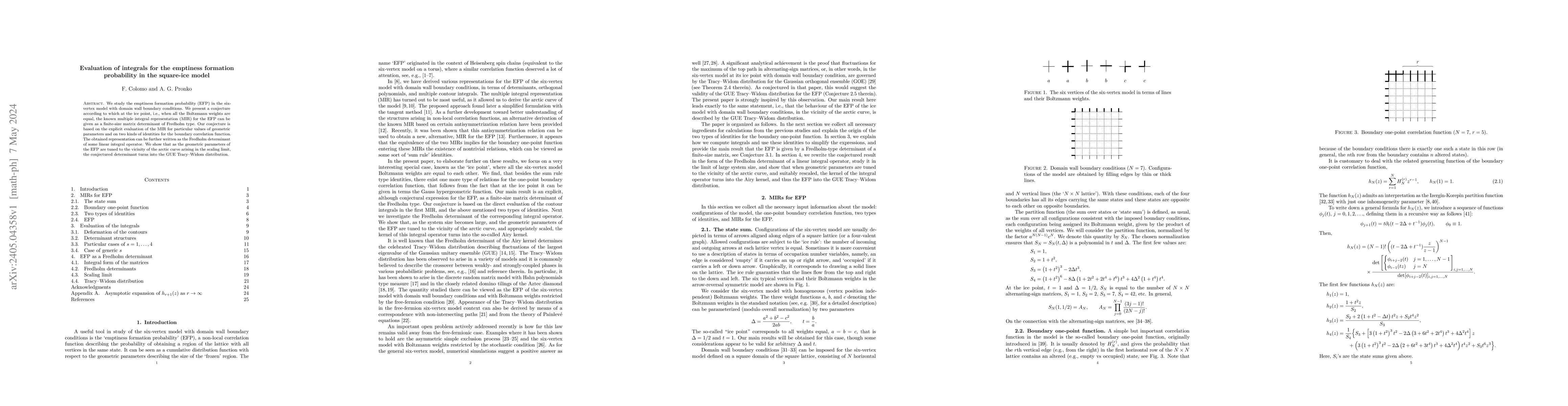 Thumbnail for Evaluation of integrals for the emptiness formation probability in the
  square-ice model