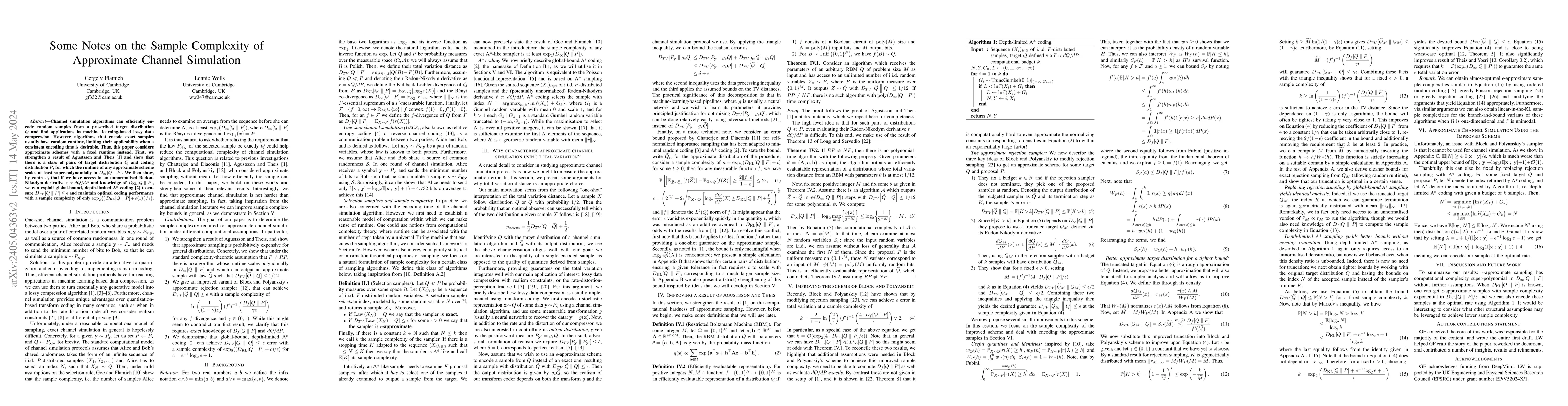 Thumbnail for Some Notes on the Sample Complexity of Approximate Channel Simulation