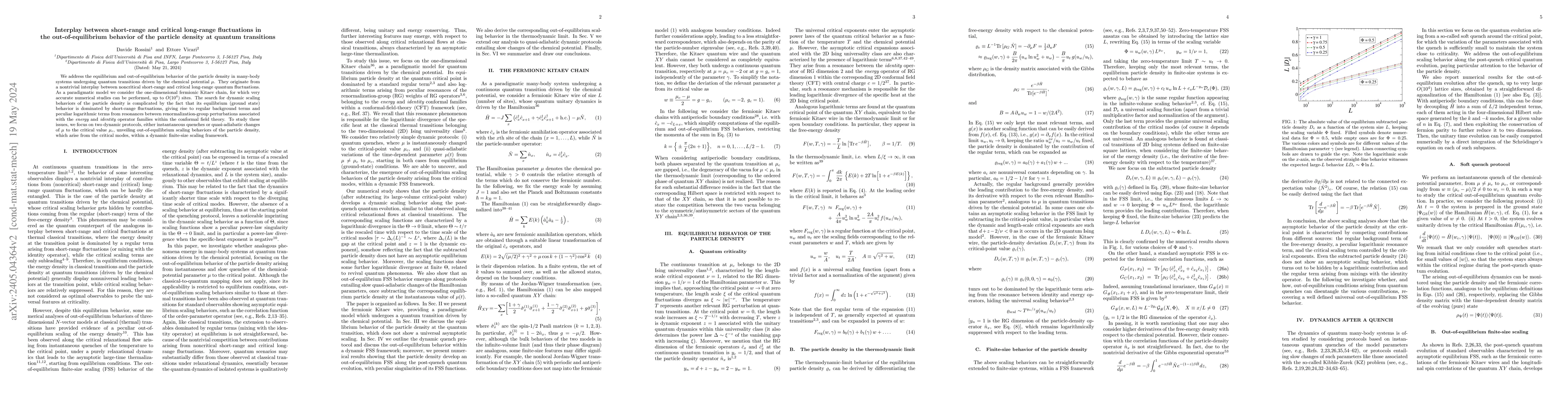 Thumbnail for Interplay between short-range and critical long-range fluctuations in
  the out-of-equilibrium behavior of the particle density at quantum
  transitions