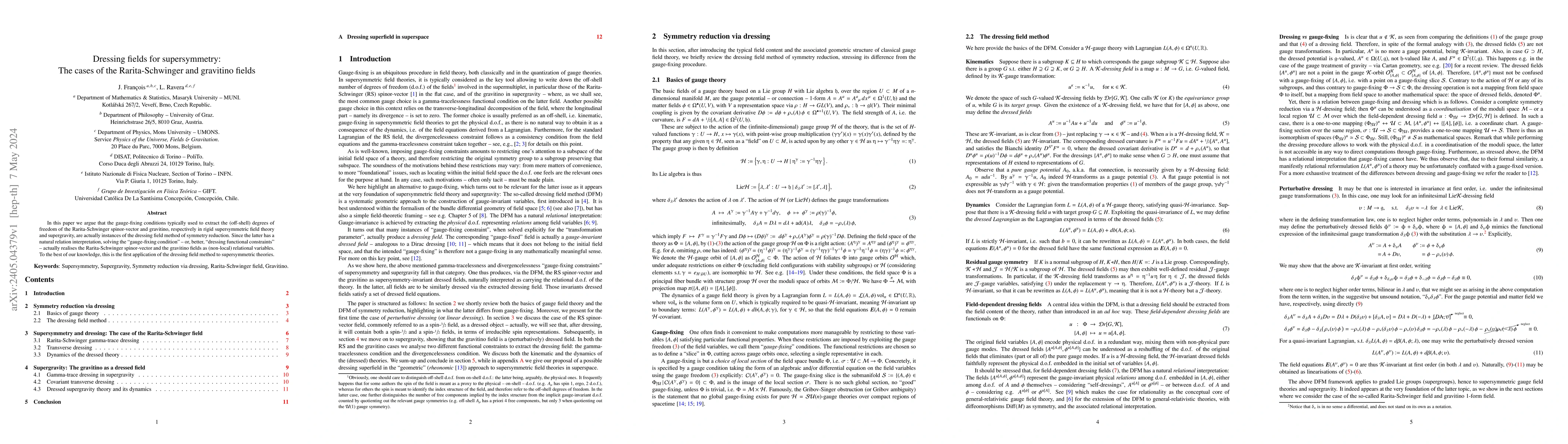 Thumbnail for Dressing fields for supersymmetry: The cases of the Rarita-Schwinger and
  gravitino fields