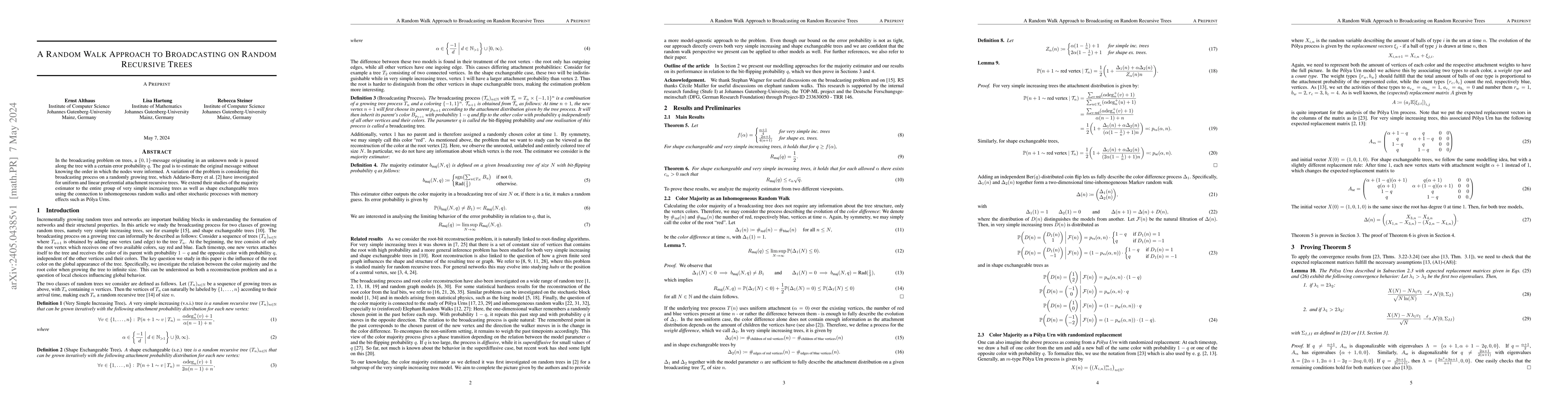 Thumbnail for A Random Walk Approach to Broadcasting on Random Recursive Trees