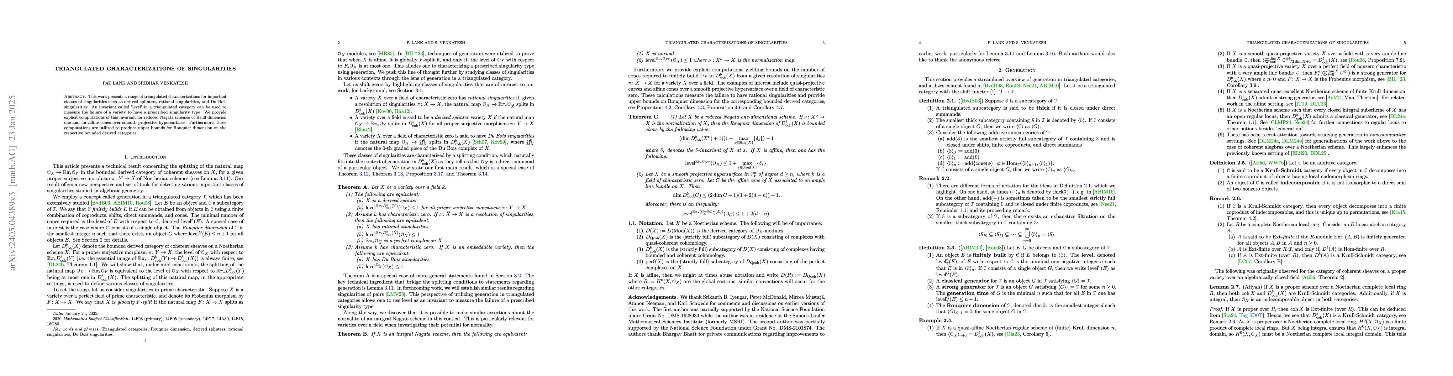 Thumbnail for Triangulated characterizations of singularities