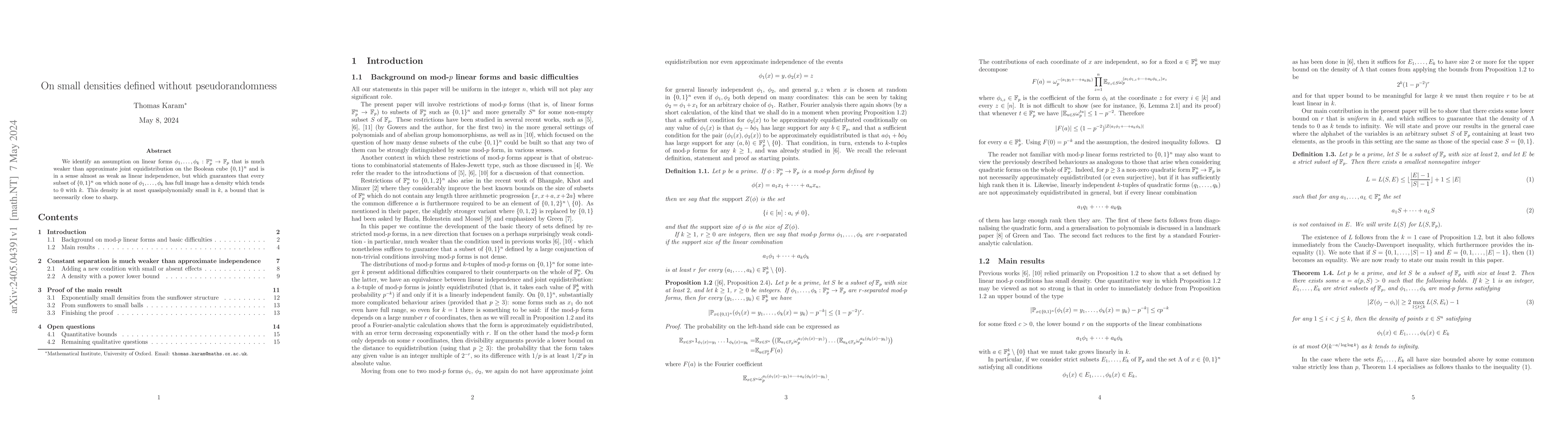 Thumbnail for On small densities defined without pseudorandomness