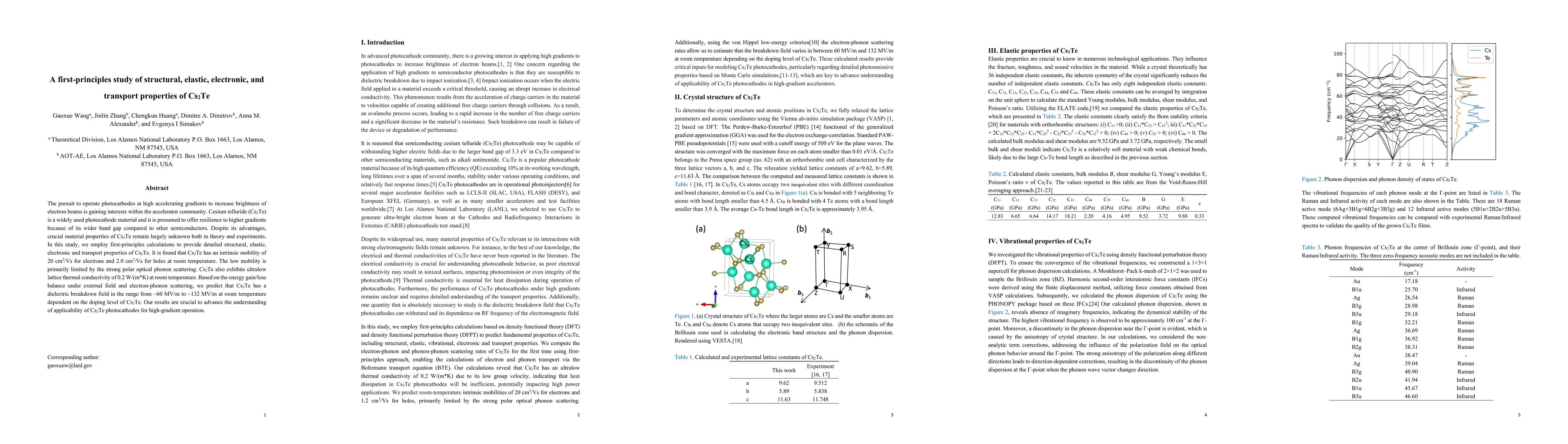 Thumbnail for A first-principles study of structural, elastic, electronic, and
  transport properties of Cs2Te