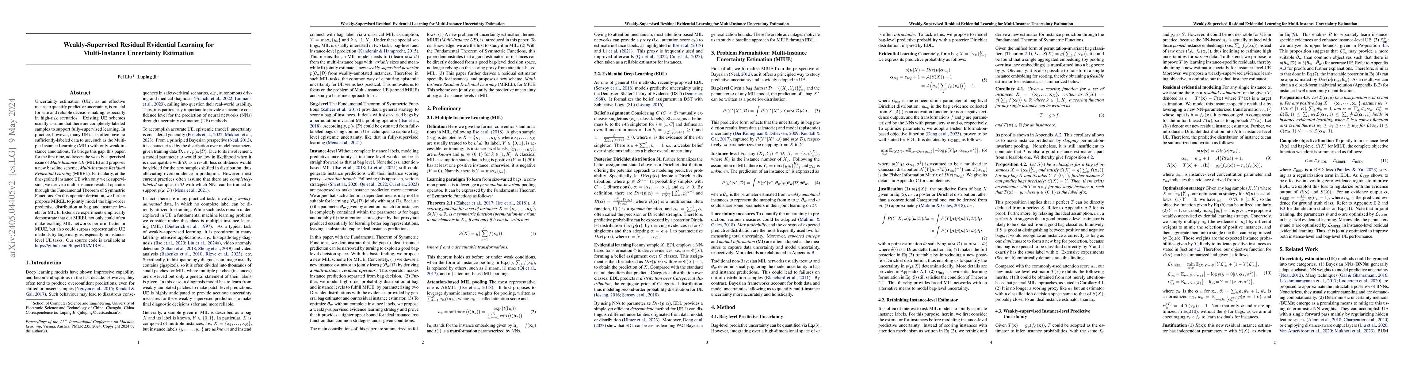Thumbnail for Weakly-Supervised Residual Evidential Learning for Multi-Instance
  Uncertainty Estimation