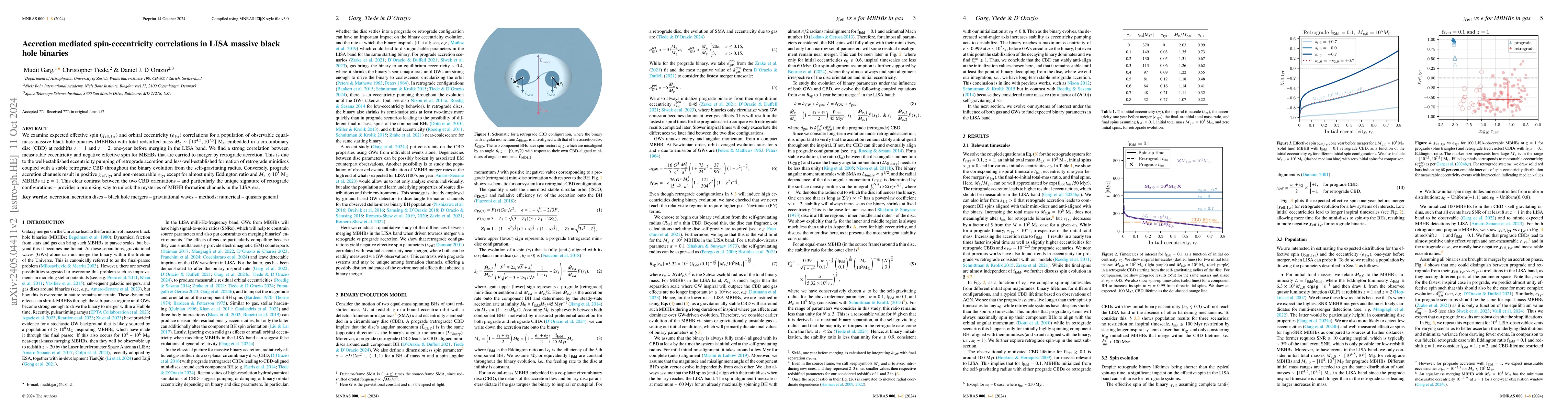 Thumbnail for Accretion mediated spin-eccentricity correlations in LISA massive black
  hole binaries