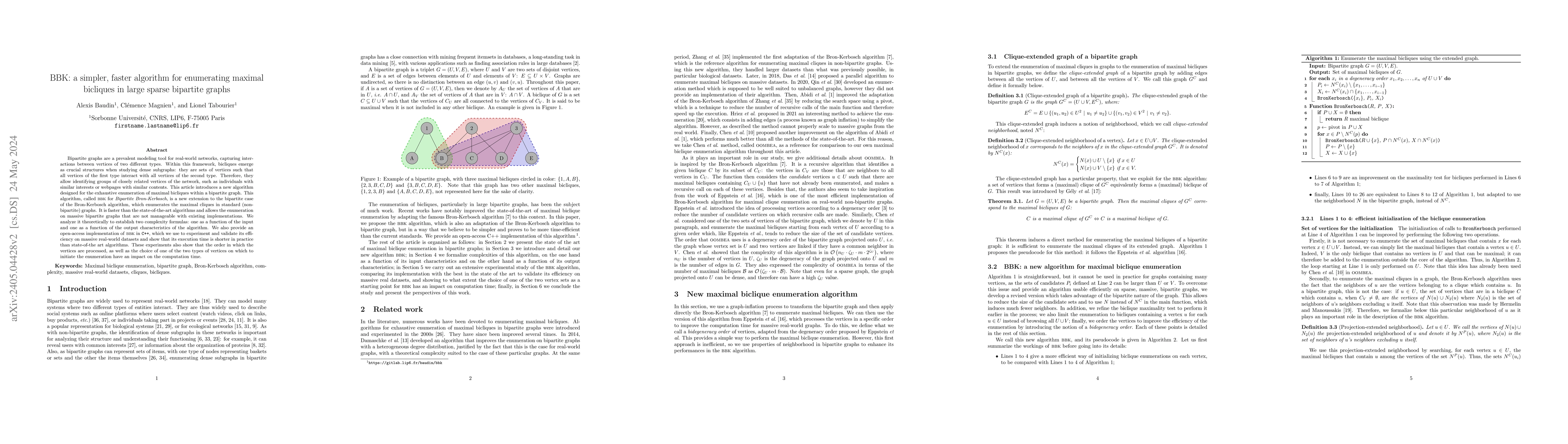 Thumbnail for BBK: a simpler, faster algorithm for enumerating maximal bicliques in
  large sparse bipartite graphs