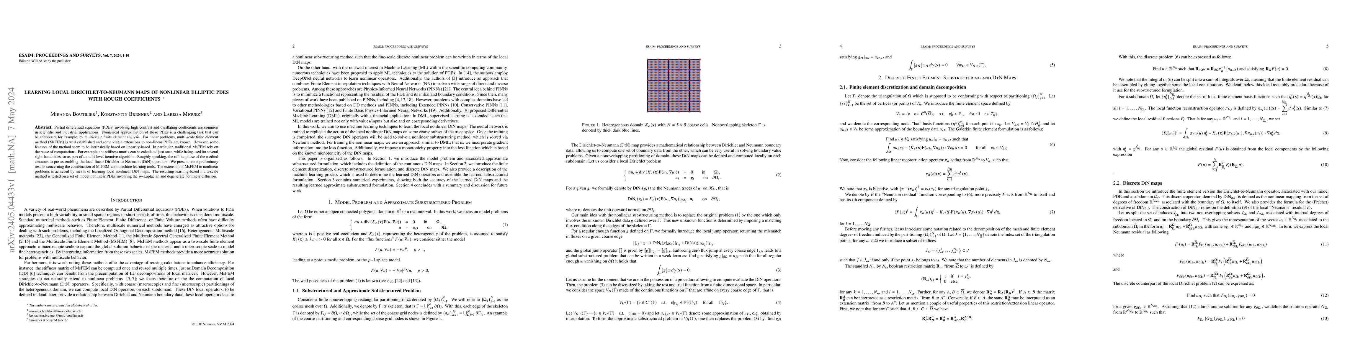 Thumbnail for Learning local Dirichlet-to-Neumann maps of nonlinear elliptic PDEs with
  rough coefficients