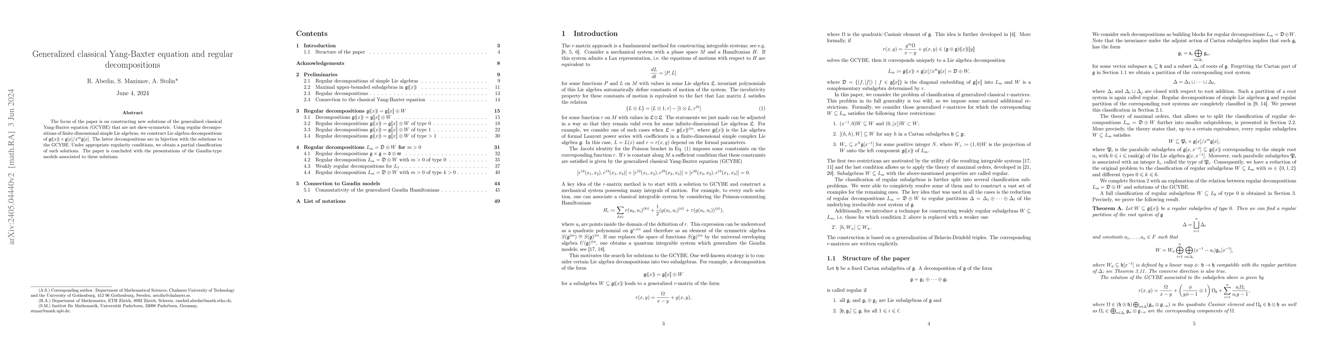 Thumbnail for Generalized classical Yang-Baxter equation and regular decompositions