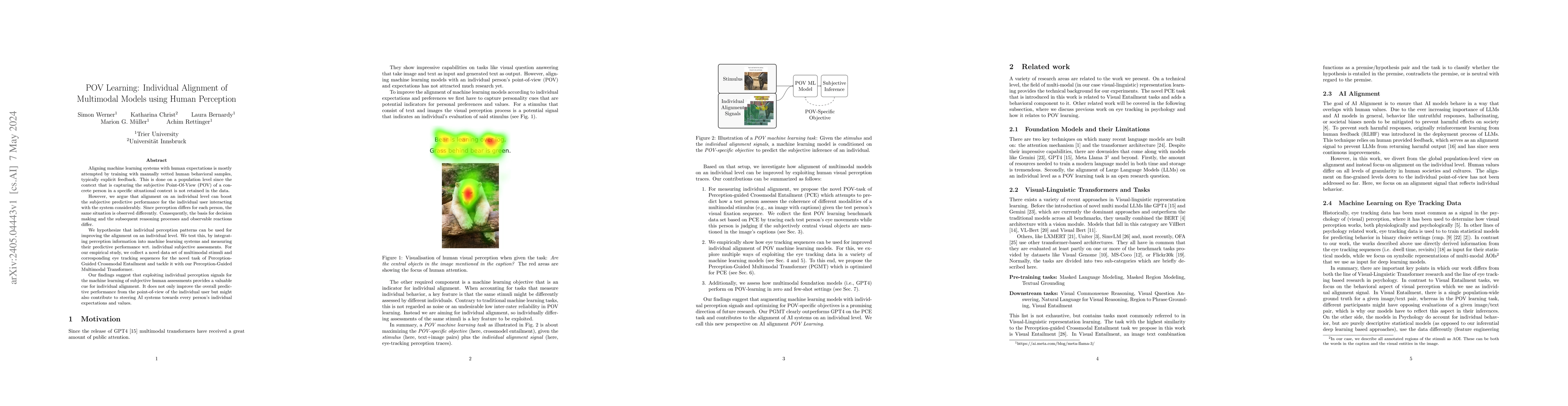 Thumbnail for POV Learning: Individual Alignment of Multimodal Models using Human
  Perception
