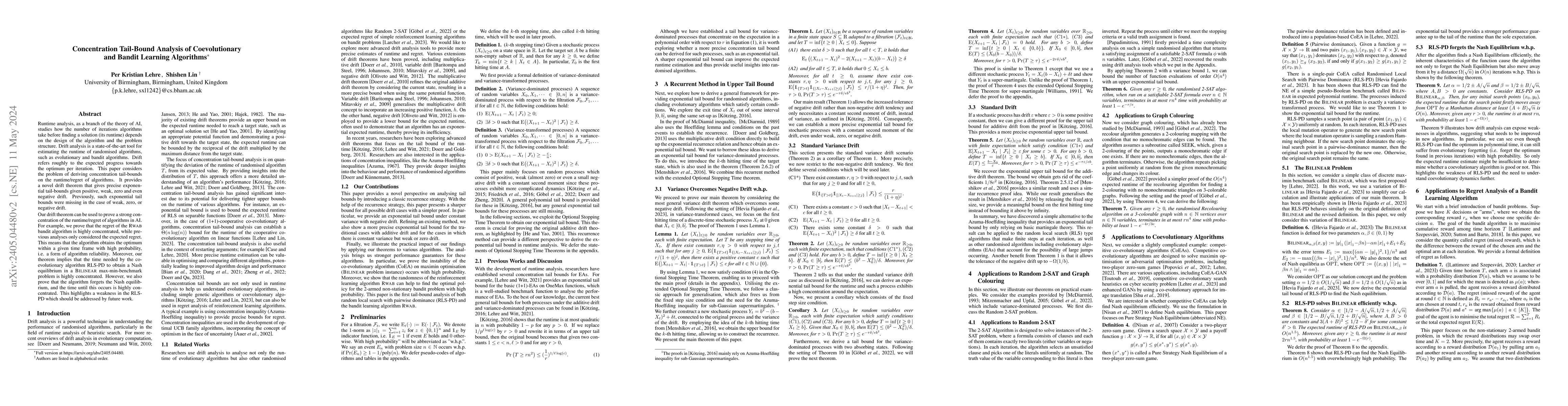 Thumbnail for Concentration Tail-Bound Analysis of Coevolutionary and Bandit Learning
  Algorithms