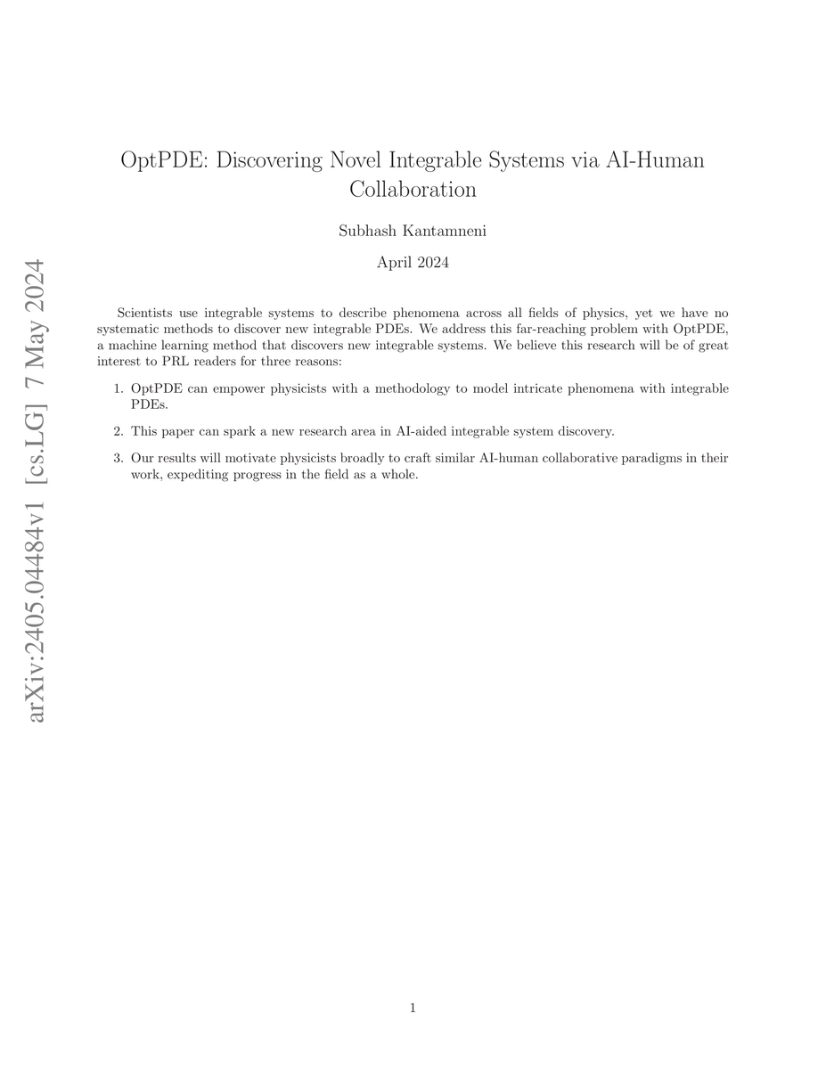 Thumbnail for OptPDE: Discovering Novel Integrable Systems via AI-Human Collaboration