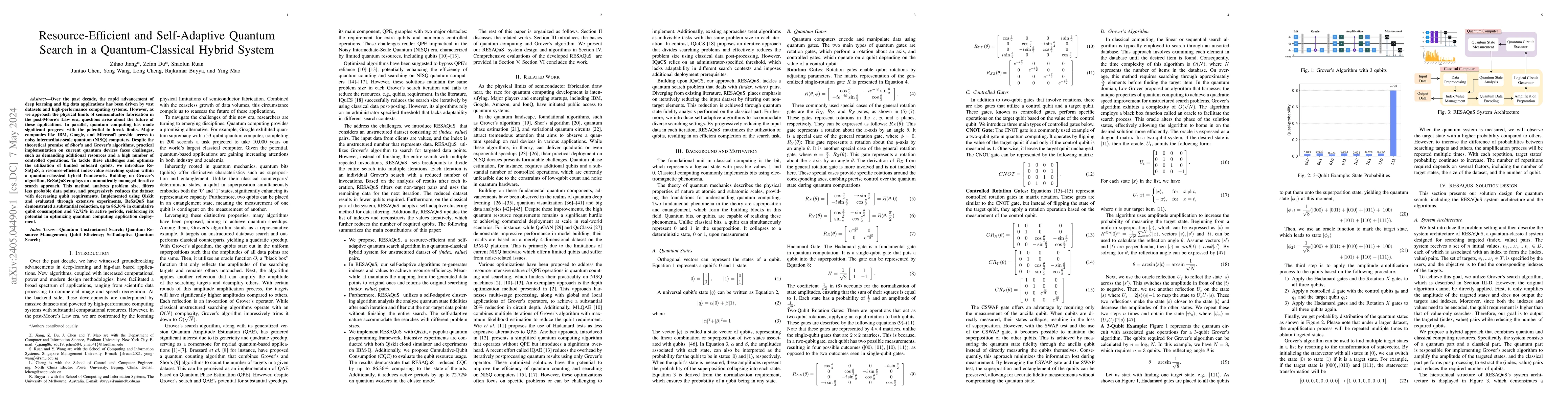 Thumbnail for Resource-Efficient and Self-Adaptive Quantum Search in a
  Quantum-Classical Hybrid System