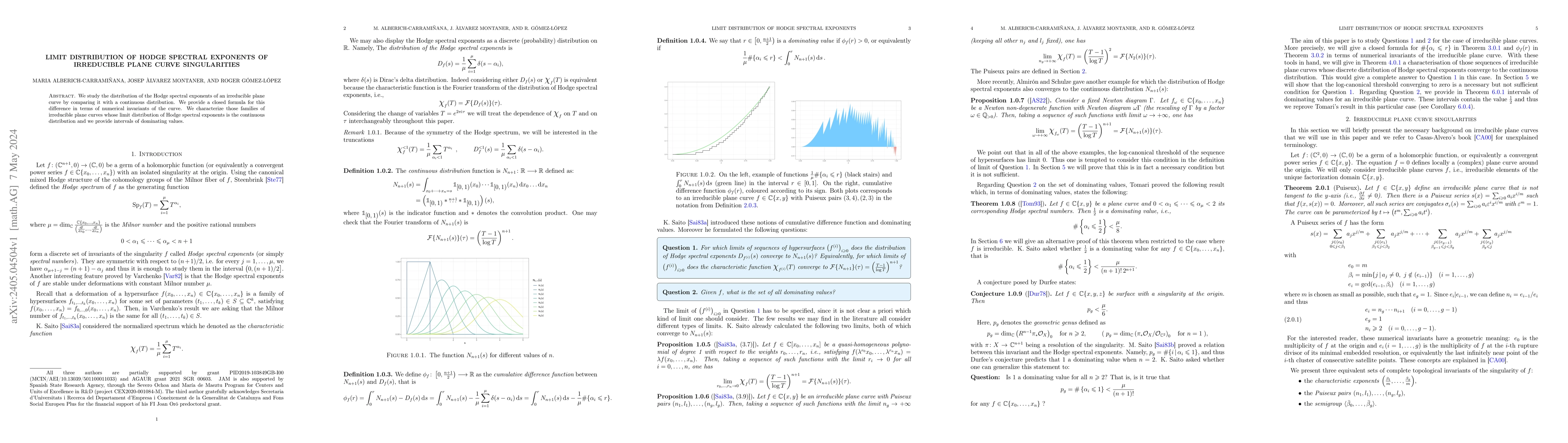 Thumbnail for Limit distribution of Hodge spectral exponents of irreducible plane
  curve singularities