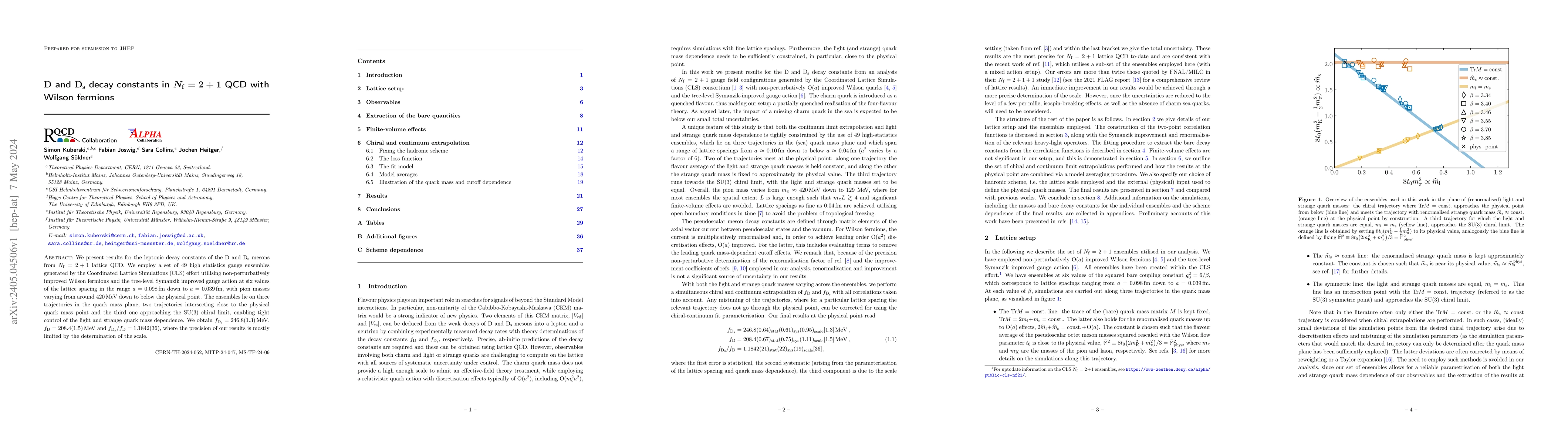 Thumbnail for $\mathrm{D}$ and $\mathrm{D_s}$ decay constants in $N_{\rm f}=2+1$ QCD
  with Wilson fermions