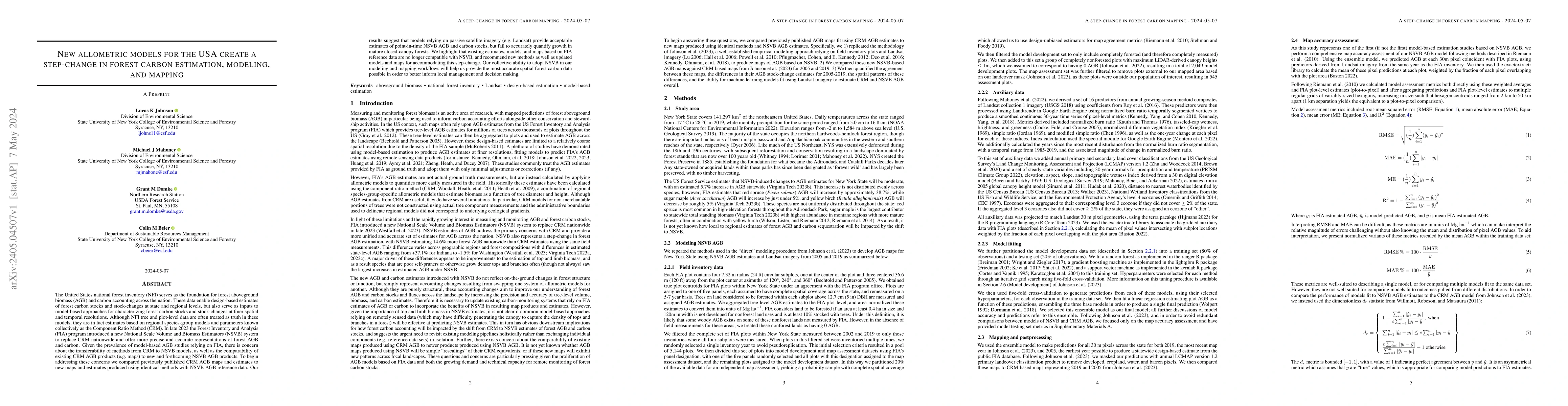 Thumbnail for New allometric models for the USA create a step-change in forest carbon
  estimation, modeling, and mapping