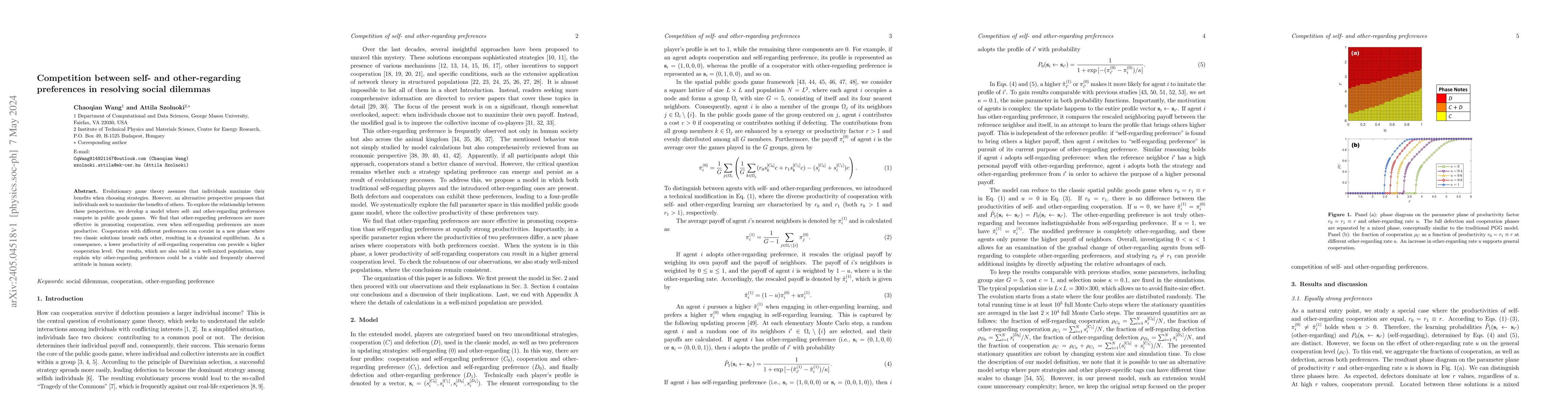 Thumbnail for Competition between self- and other-regarding preferences in resolving
  social dilemmas