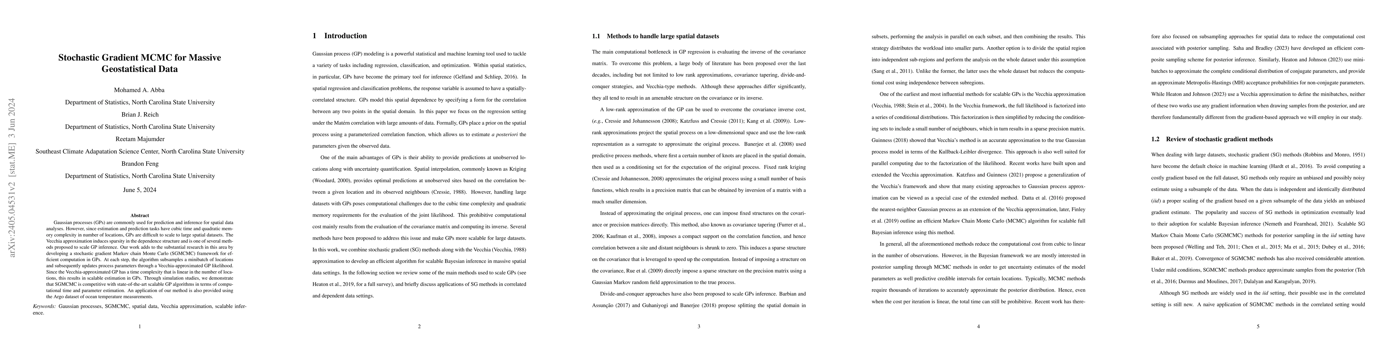 Thumbnail for Stochastic Gradient MCMC for Massive Geostatistical Data