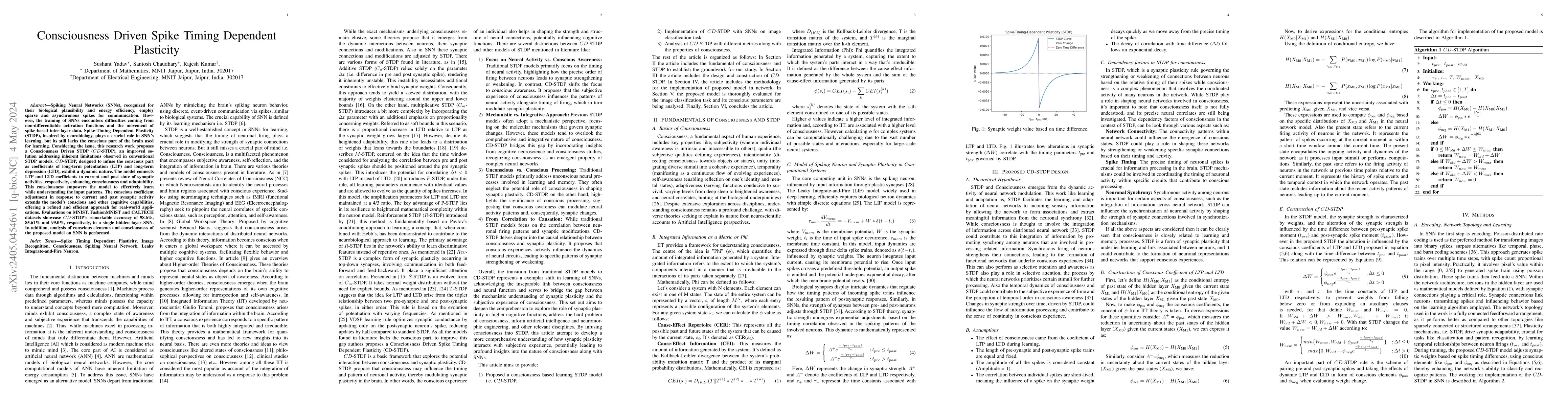 Thumbnail for Consciousness Driven Spike Timing Dependent Plasticity