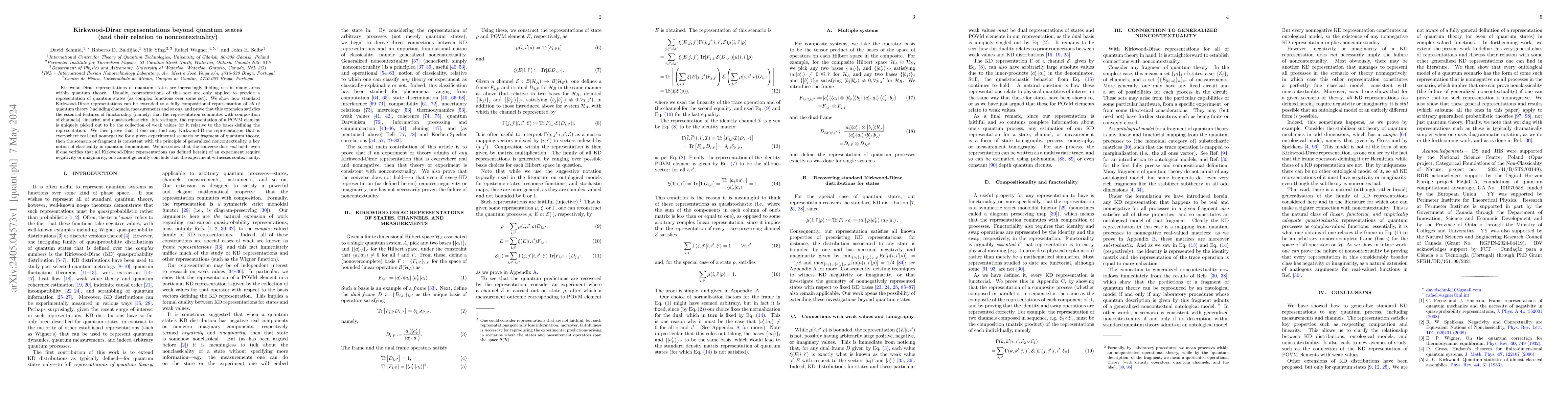 Thumbnail for Kirkwood-Dirac representations beyond quantum states (and their relation
  to noncontextuality)