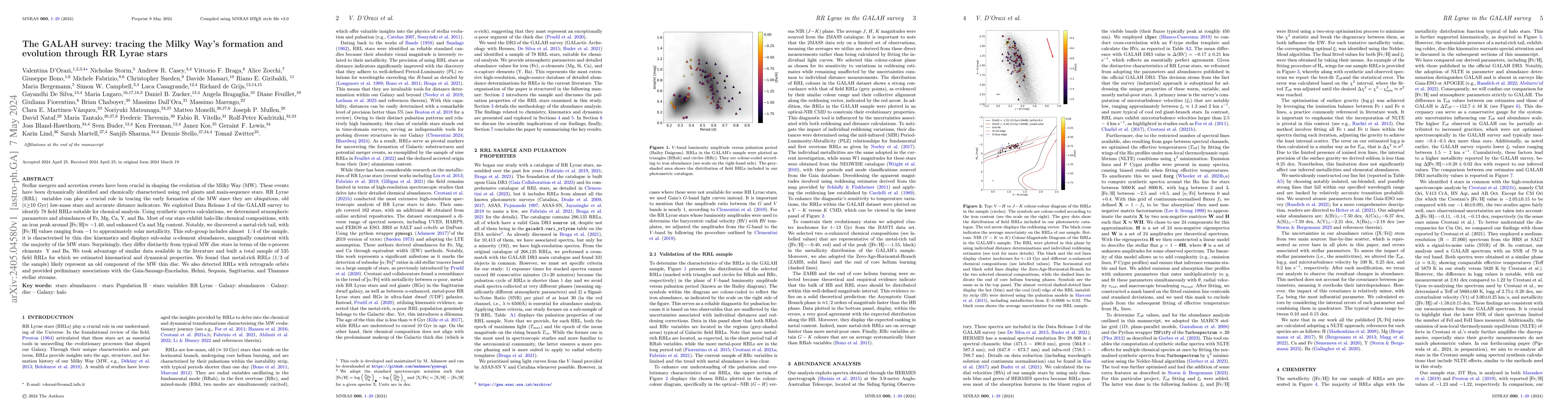 Thumbnail for The GALAH survey: Tracing the Milky Way's formation and evolution
  through RR Lyrae stars