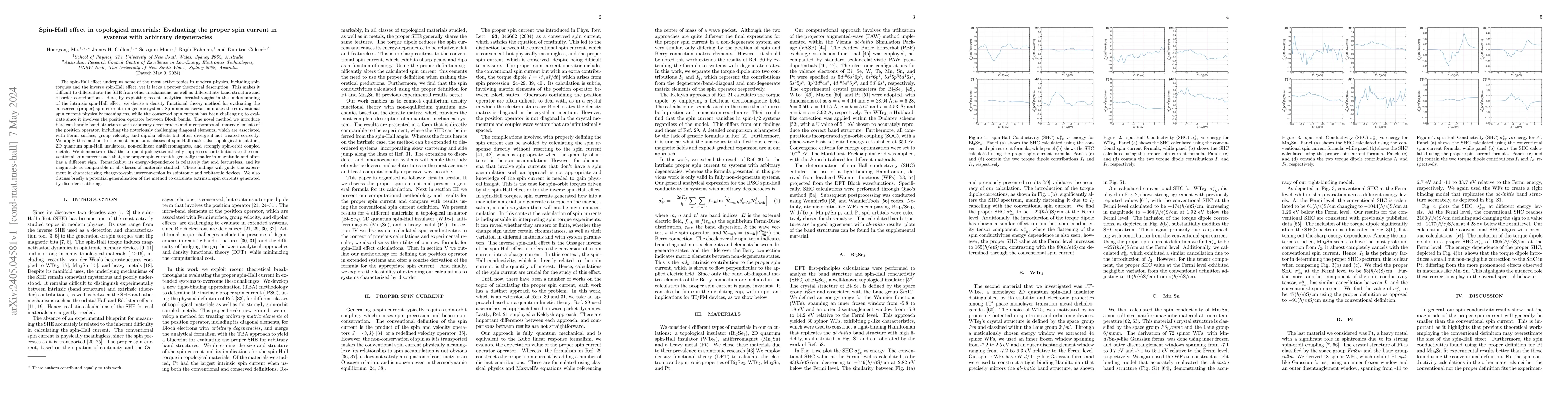 Thumbnail for Spin-Hall effect in topological materials: Evaluating the proper spin
  current in systems with arbitrary degeneracies