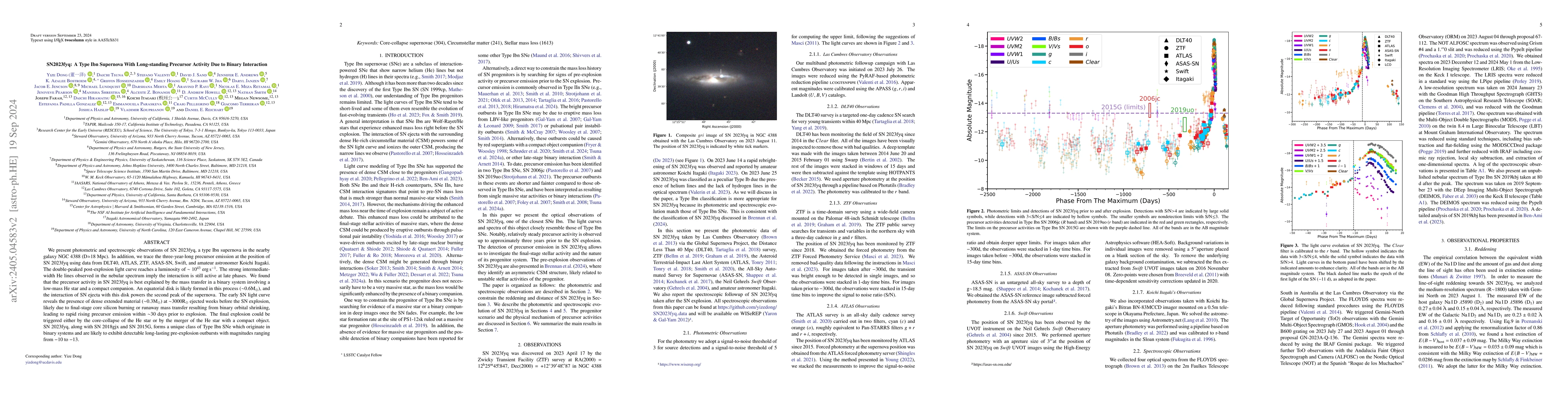 Thumbnail for SN2023fyq: A Type Ibn Supernova With Long-standing Precursor Activity
  Due to Binary Interaction