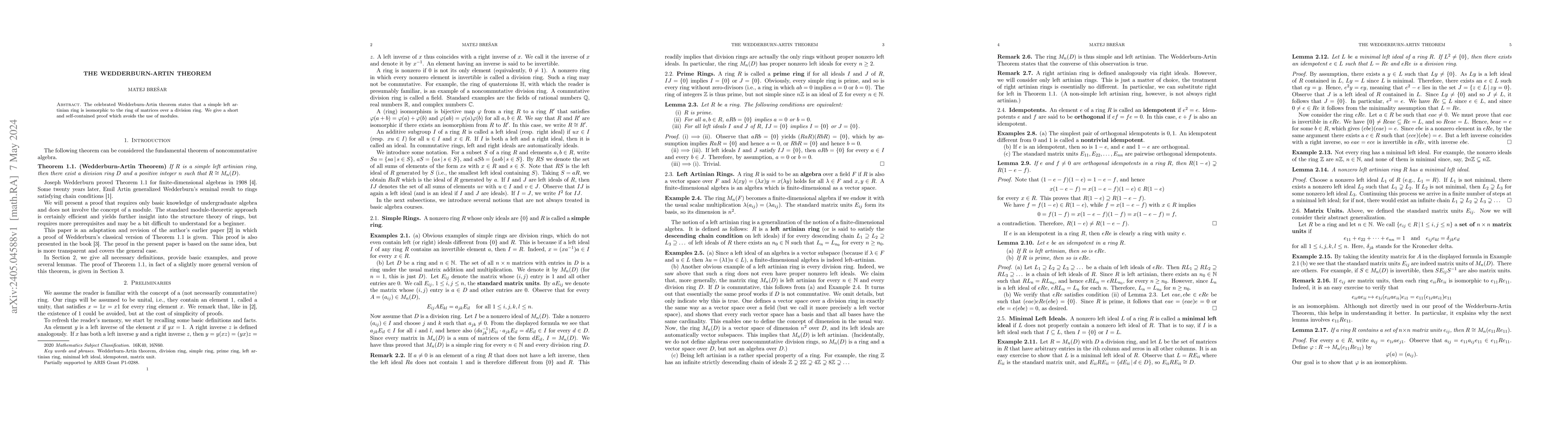 Thumbnail for The Wedderburn-Artin Theorem