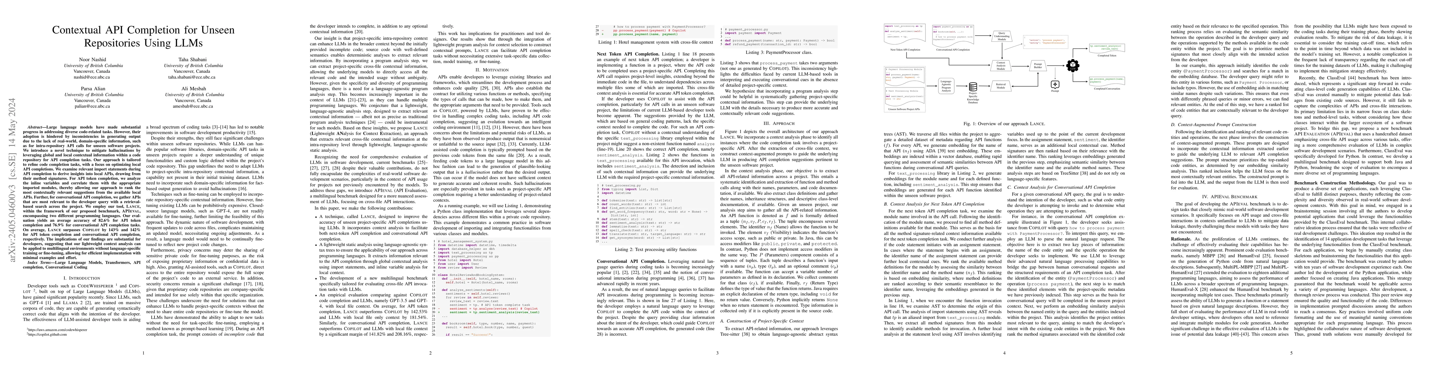 Thumbnail for Contextual API Completion for Unseen Repositories Using LLMs