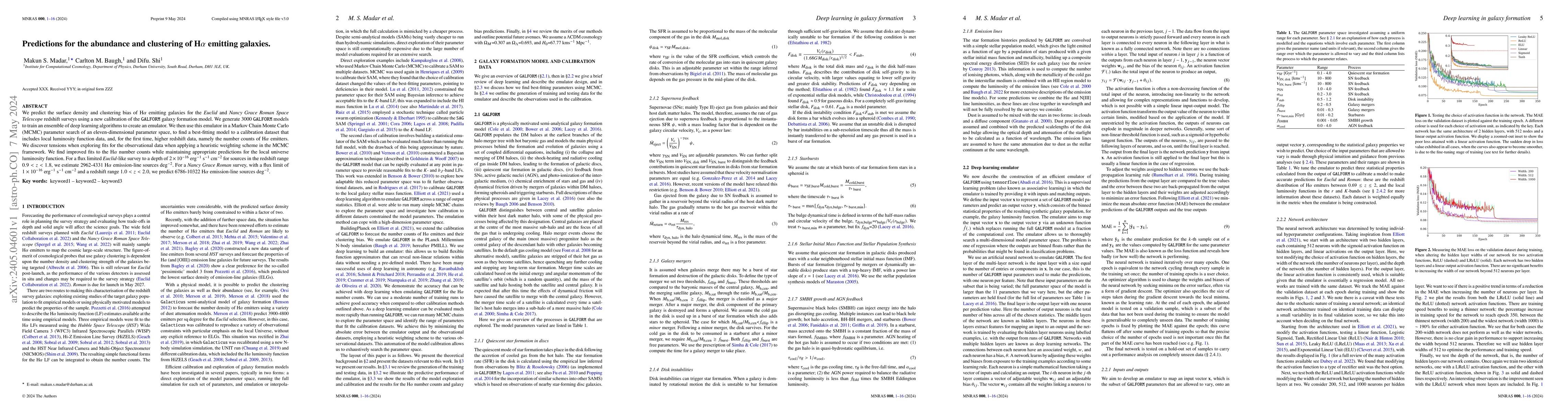 Thumbnail for Predictions for the abundance and clustering of H$\alpha$ emitting
  galaxies
