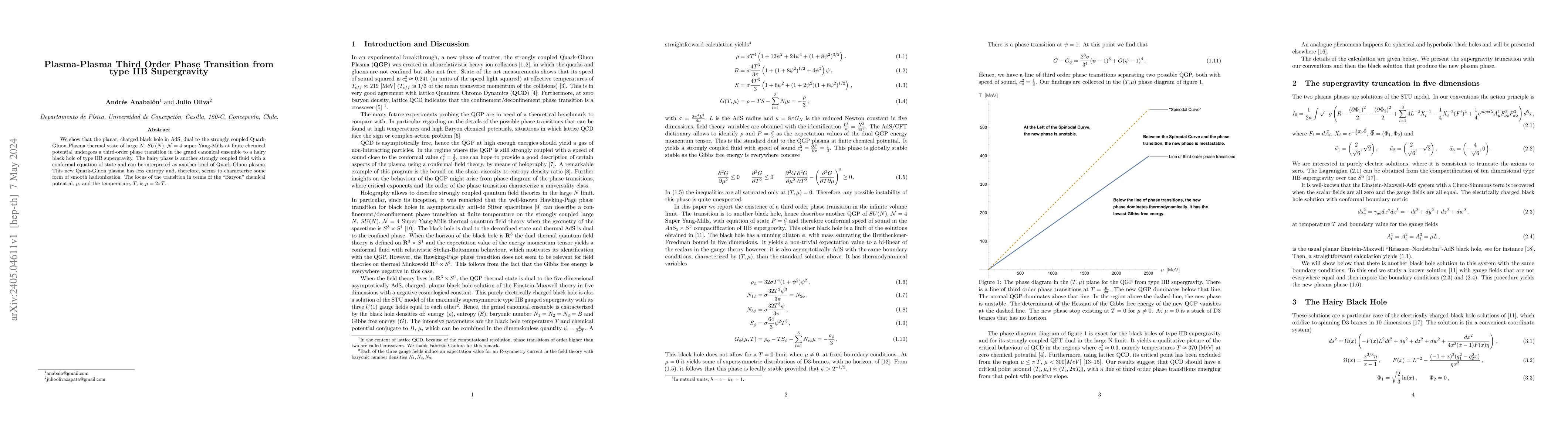 Thumbnail for Plasma-Plasma Third Order Phase Transition from type IIB Supergravity