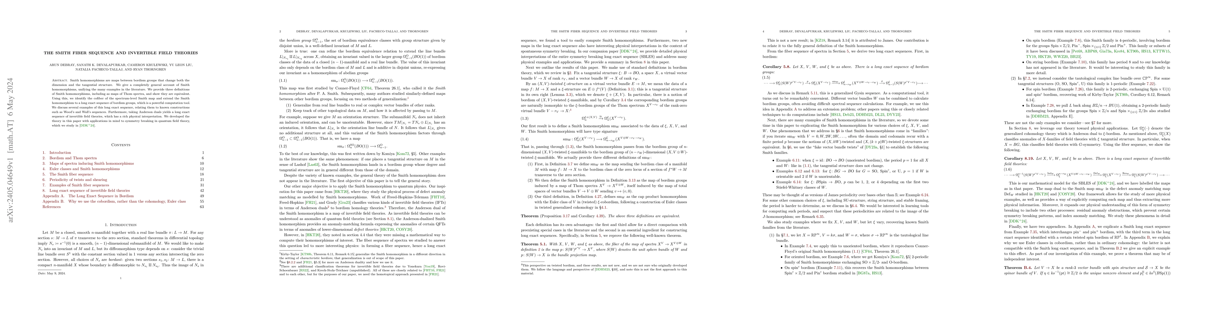 Thumbnail for The Smith Fiber Sequence of Invertible Field Theories
