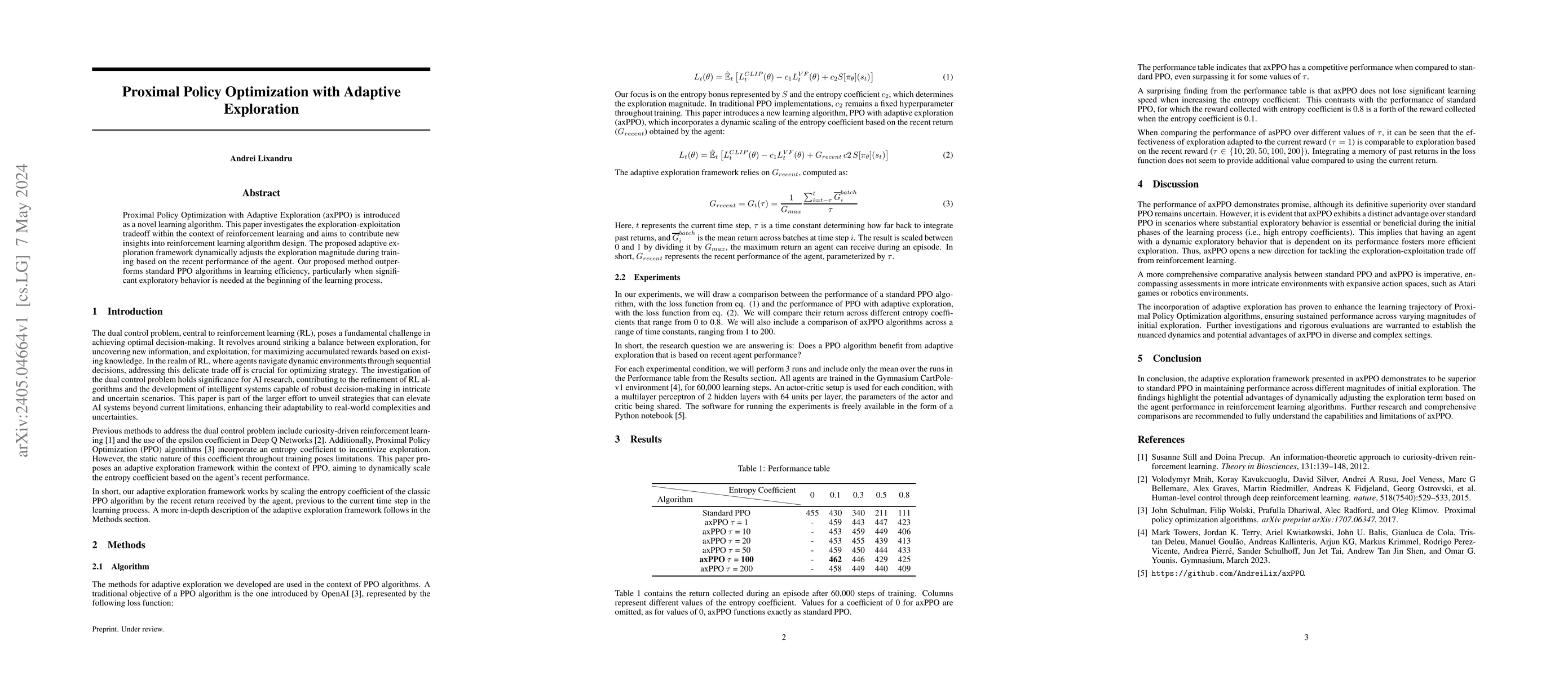 Thumbnail for Proximal Policy Optimization with Adaptive Exploration