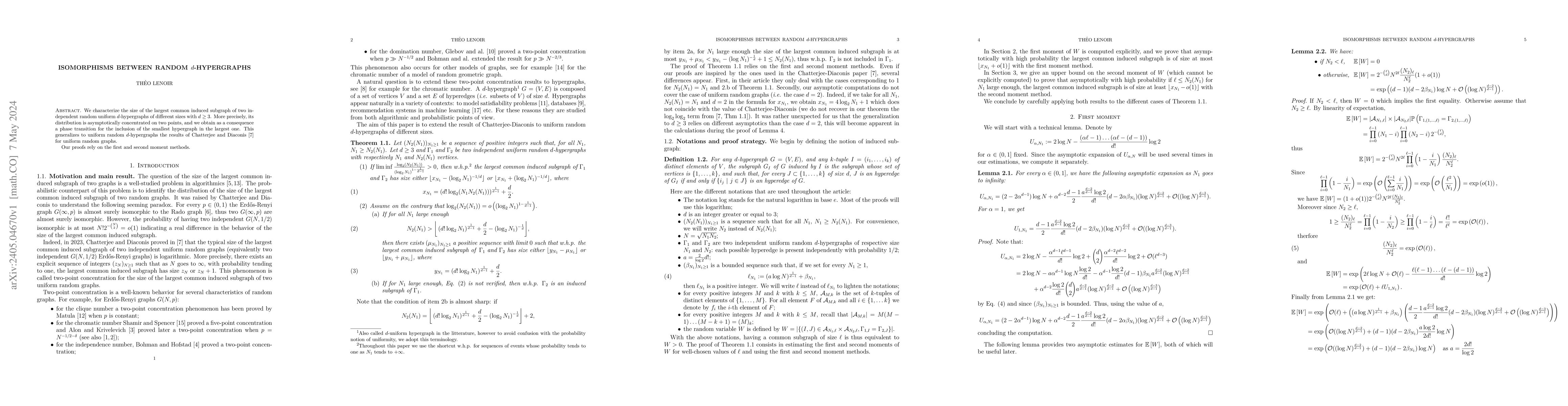 Thumbnail for Isomorphisms between random $d$-hypergraphs