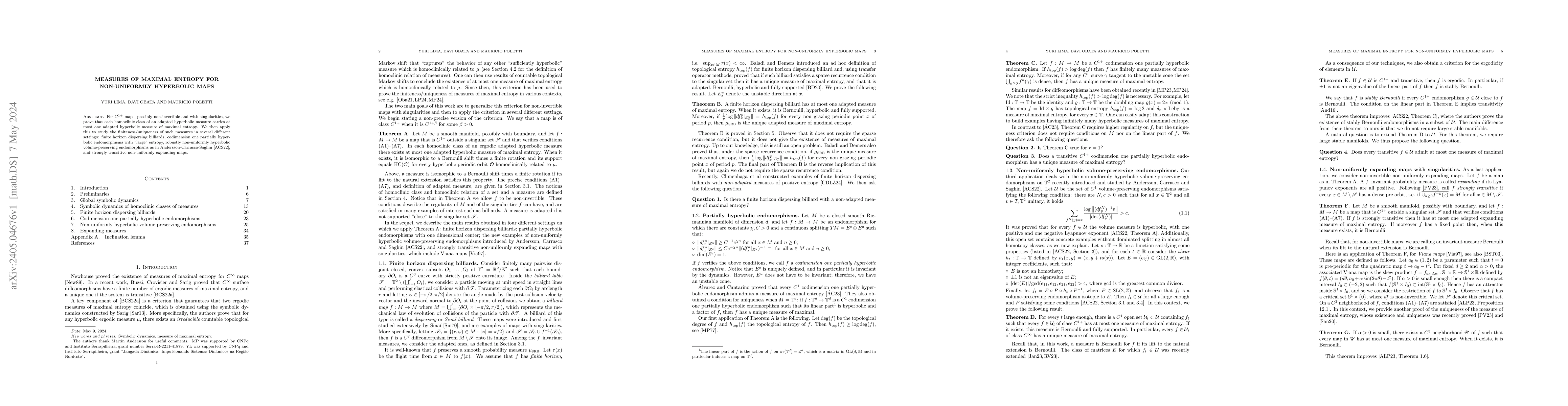 Thumbnail for Measures of maximal entropy for non-uniformly hyperbolic maps