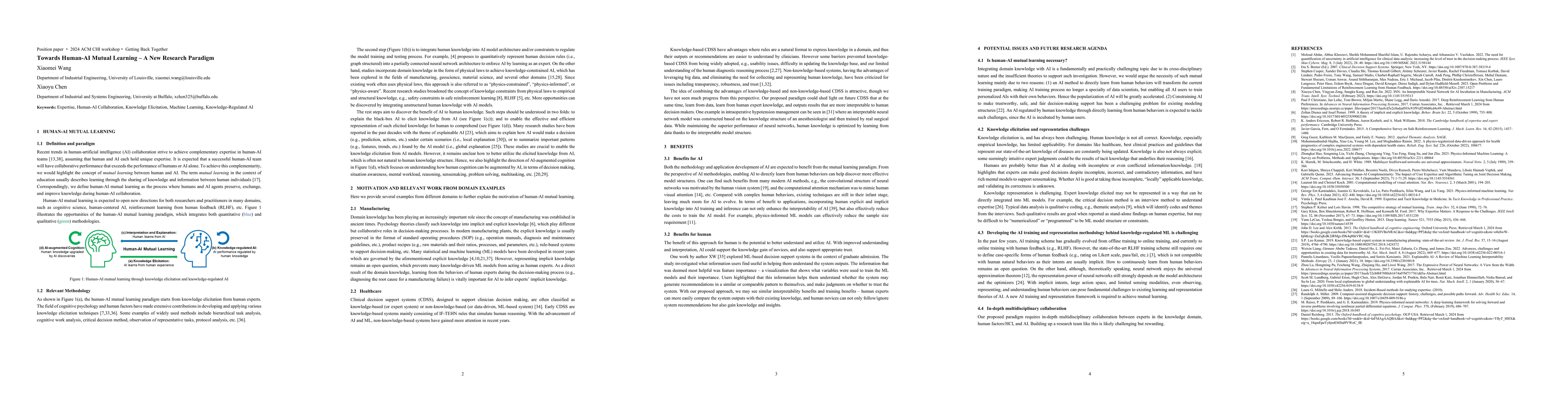 Thumbnail for Towards Human-AI Mutual Learning: A New Research Paradigm