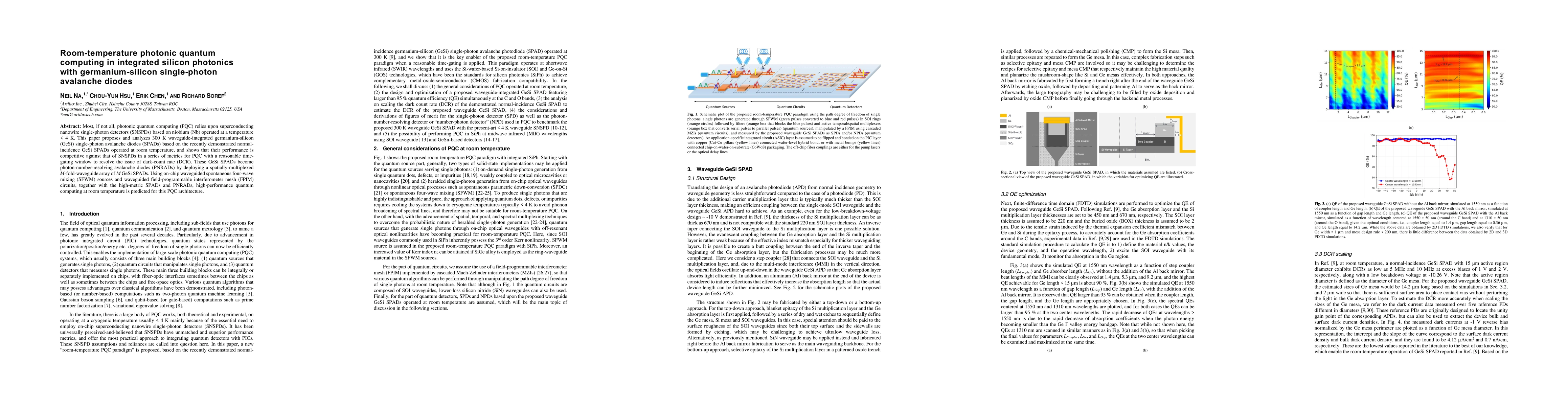 Thumbnail for Room-temperature photonic quantum computing in integrated silicon
  photonics with germanium-silicon single-photon avalanche diodes