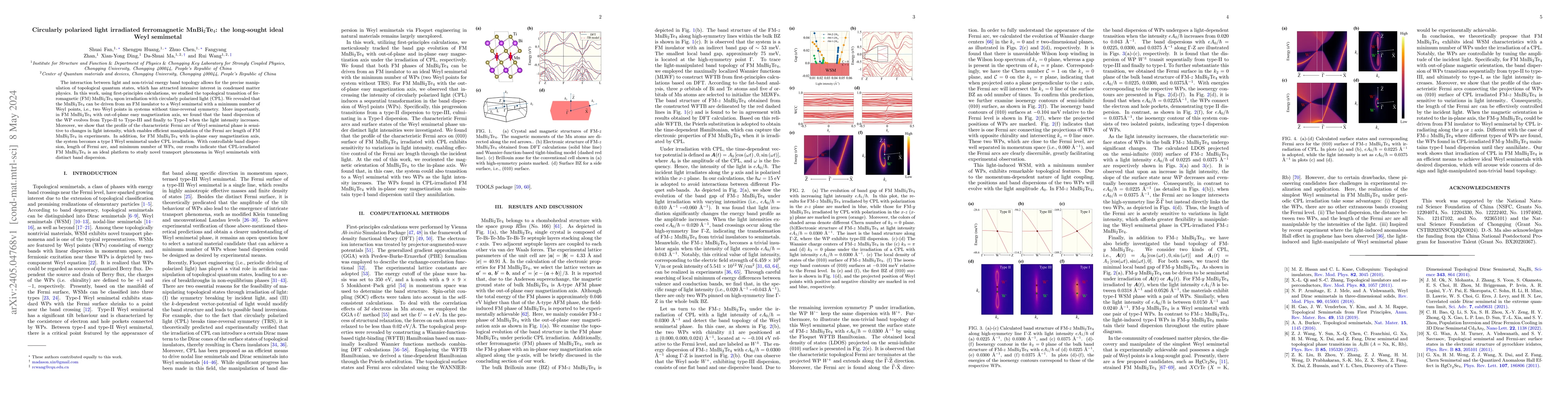Thumbnail for Circularly polarized light irradiated ferromagnetic MnBi$_2$Te$_4$: the
  long-sought ideal Weyl semimetal