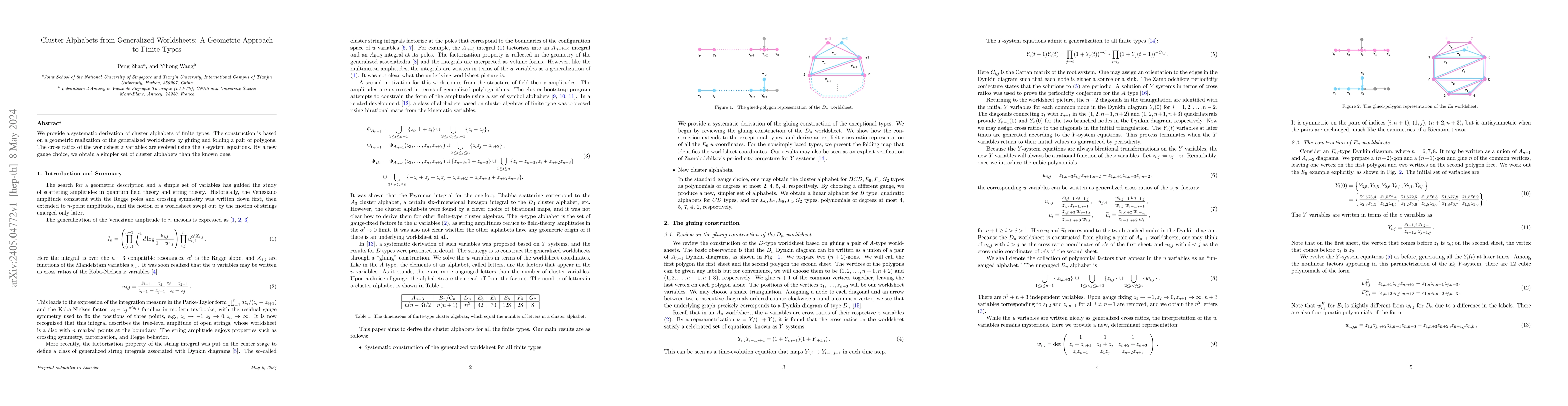 Thumbnail for Cluster Alphabets from Generalized Worldsheets: A Geometric Approach to
  Finite Types